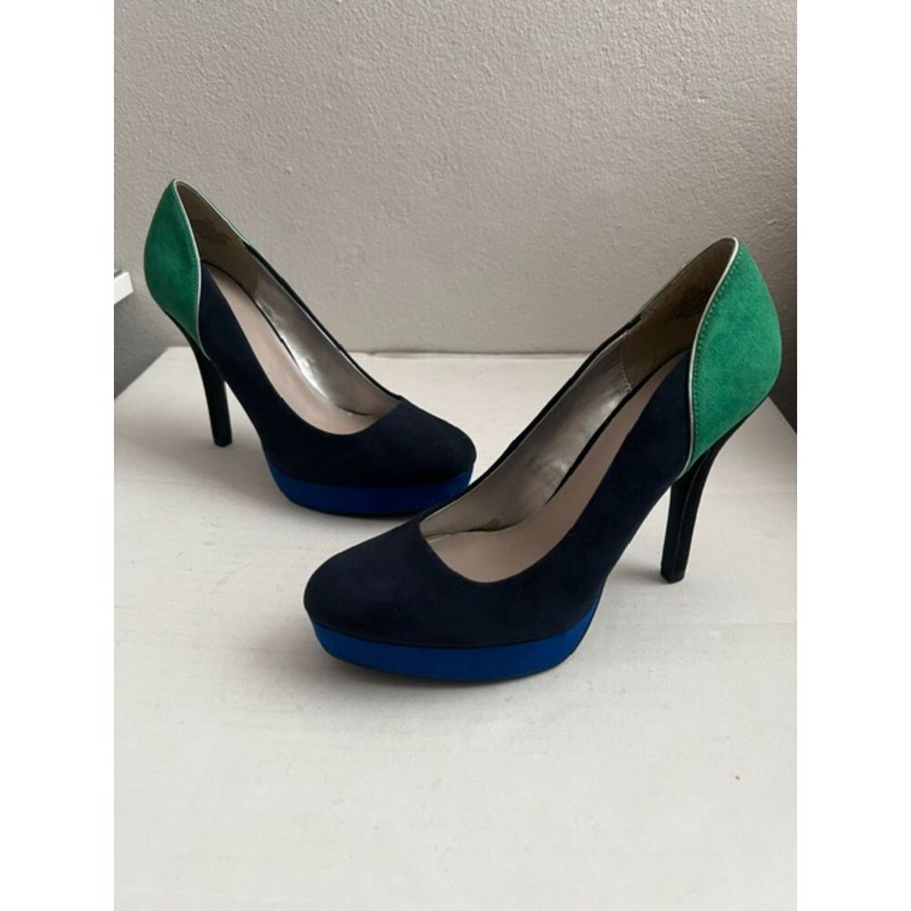 Nine & Co Womens JJWiste Colorblock Faux Suede Platform Stiletto Heels Sz 7.5
